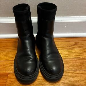 Zara Black Leather Ankle Boots